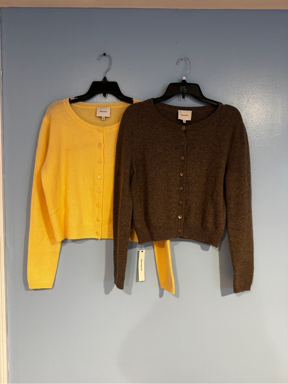 Reformation Clara Cashmere Crew Cardigan Parmesan & Cocoa